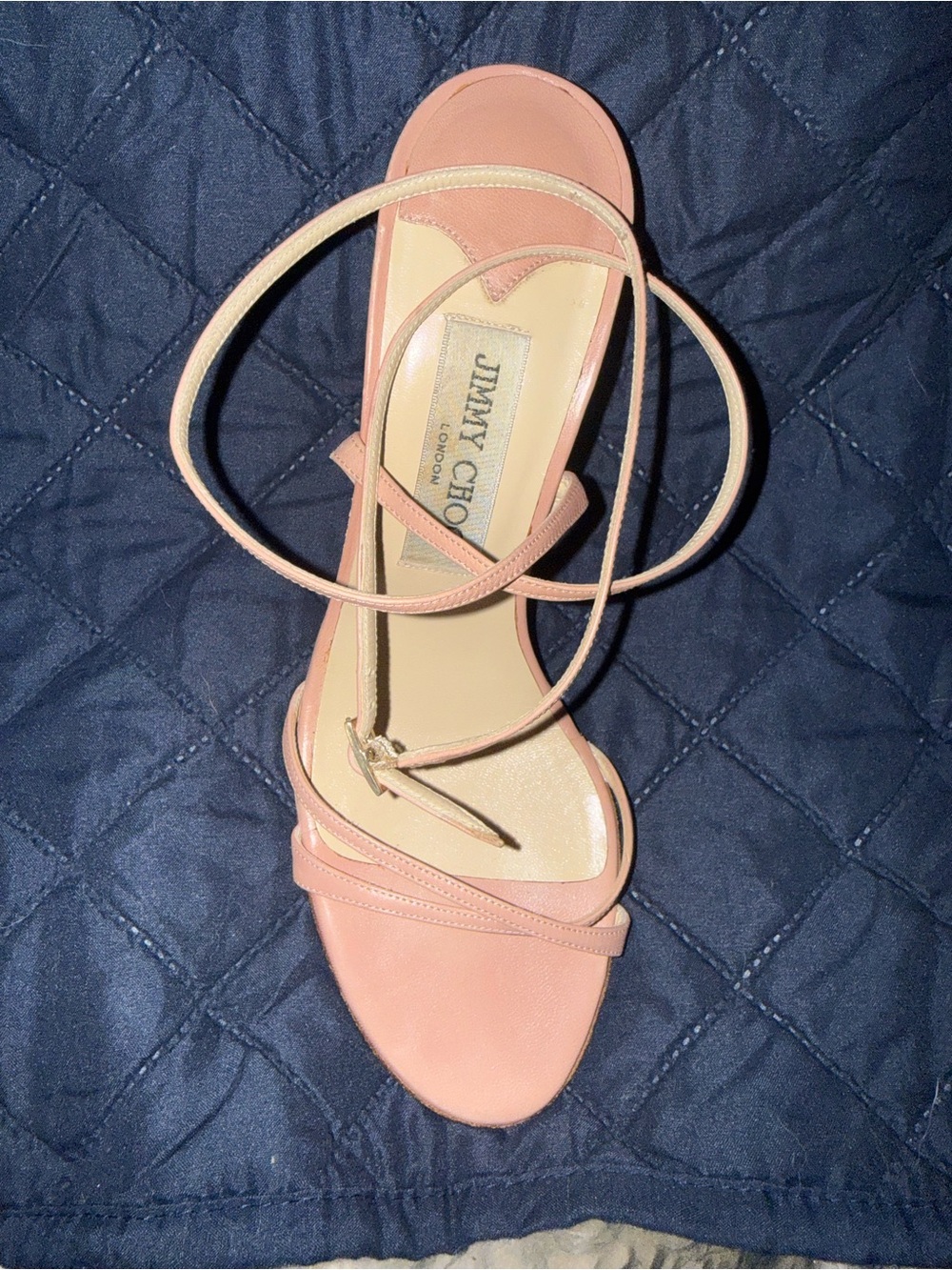 Jimmy Choo Blush Pink Ankle Wrap Heeled Sandals - Minimalist dreamy profile